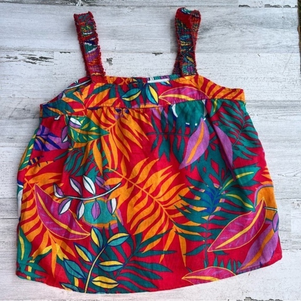 C&C California Red Tropical Print Button-Front Tank - Picture 9 of 9